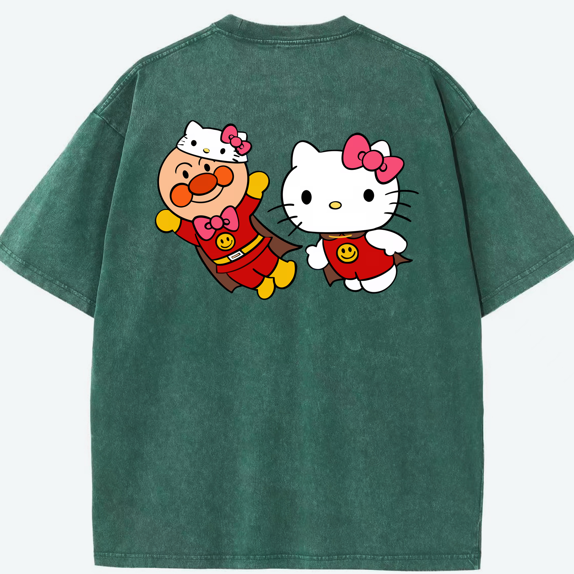 （画像用） アンパンマン Anpanman 綿100% ヴィンテージ風 半袖Tシャツ（背面プリント）